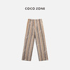 COCO ZONE"卡罗琳“100亚麻竖条纹松紧腰系带休闲裤简约直筒裤CC1B0830 商品缩略图0