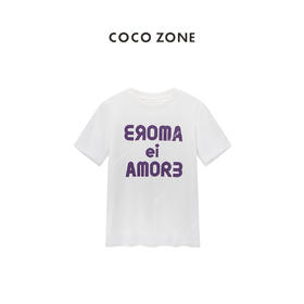 COCO ZONE2024"A米T"夏季字母印花短袖T恤时尚圆领百搭上衣CC2B0756