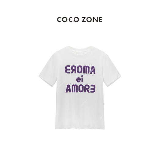 COCO ZONE2024"A米T"夏季字母印花短袖T恤时尚圆领百搭上衣CC2B0756 商品图0