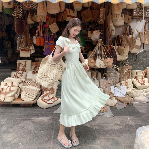 <曾小咸推荐>【氧气茶茶】淡绿色连衣裙 商品图2