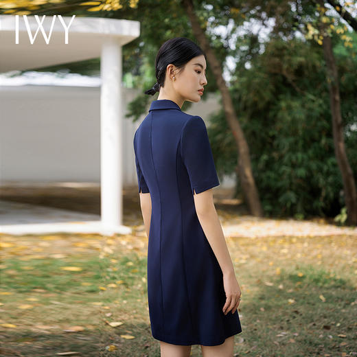 IWY/藏青色职业装连衣裙西装领高级感修身显瘦售楼部摄影工装裙子Q14236 商品图3