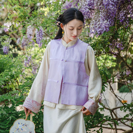 国风文艺圆领对襟马甲春夏新款XFV246017 商品图4