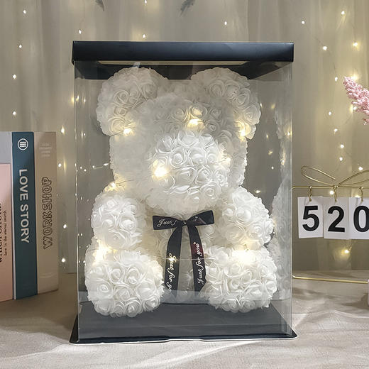 礼盒装！【浪漫花礼“告白熊”】永生花PE玫瑰熊生日礼物情人节520送女友礼物仿真花创意礼品，“萌萌玫瑰熊给你爱的熊抱“ 为爱花尽心思，不会凋零的玫瑰象征不灭的爱情。-ry 商品图5