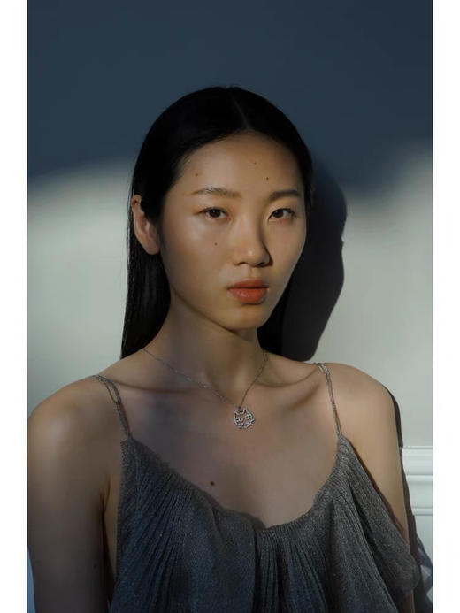 猫脸项链银镶锆石 商品图1