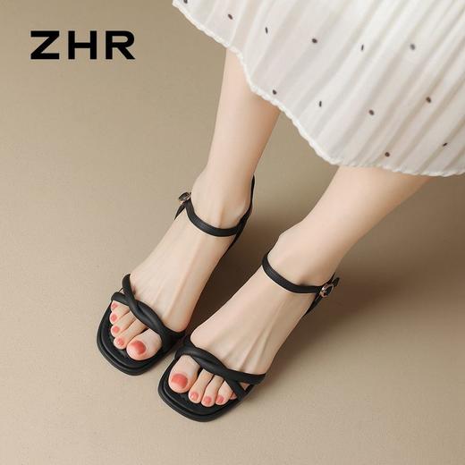 ZHR则则时装凉鞋女外穿2024新款洋气外出女鞋ins百搭超仙鞋子粗跟 商品图4