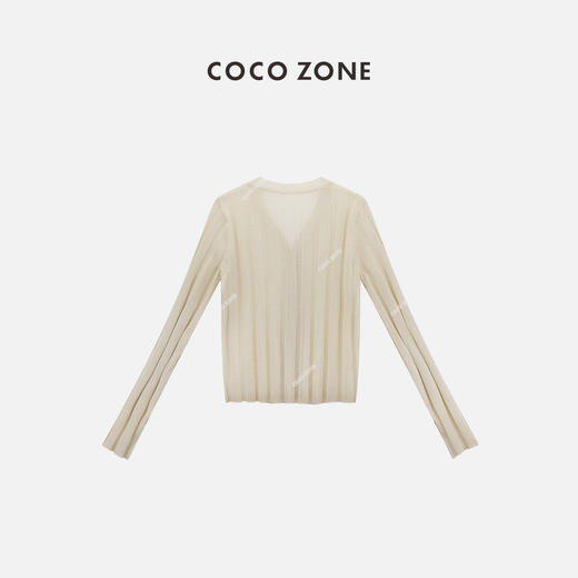 COCO ZONE”云和“时尚宽条轻薄针织衫女士气质百搭修身纯色上衣CC1B1050 商品图1