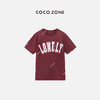 COCO ZONE"酒红T"夏季字母百搭设计短袖T恤简约纯色印花上衣SC1B0621 商品缩略图0