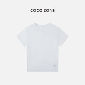 COCO ZONE100棉纯色圆领T恤下摆带绣花百搭休闲上衣24C10141
