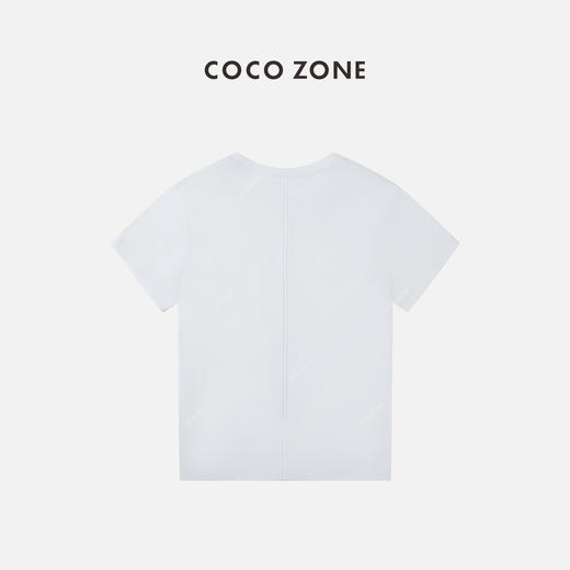 COCO ZONE100棉纯色圆领T恤下摆带绣花百搭休闲上衣24C10141 商品图1