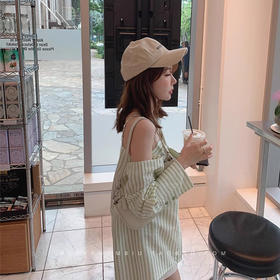 【金蘑菇菇 抹茶瑞士卷】我被这件绿条纹衬衫的颜色给打动了！