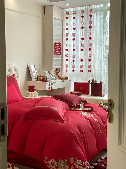 中式刺绣全棉婚庆四件套 纯棉简约刺绣床单款套件 商品图1