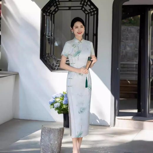 优雅新复古侧八扣改良旗袍XS898 商品图2