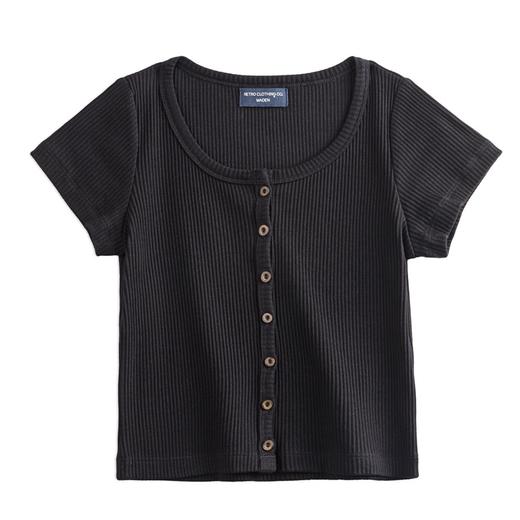 马登针织圆领短袖显瘦修身开衫肌理感短款百搭上衣基础针织衫夏女 商品图6