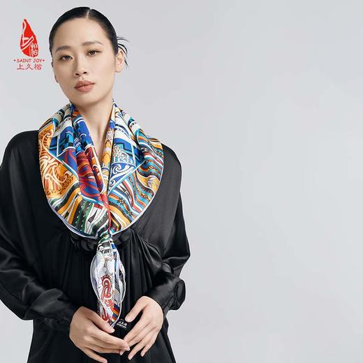 SAINTJOY/上久楷真丝方巾 双面印花真丝方巾  骑士之翼  FJS23066 商品图2