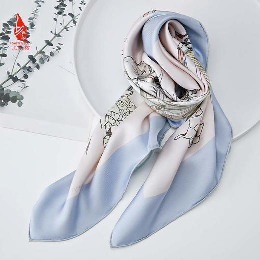 SAINTJOY/上久楷真丝方巾 双面印花真丝方巾 素花馨月  FJS23068 商品图6