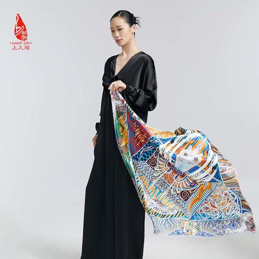 SAINTJOY/上久楷真丝方巾 双面印花真丝方巾  骑士之翼  FJS23066 商品图6