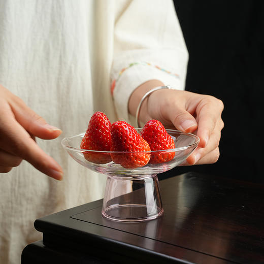 玻璃茶点盘高脚盘糕点盘高足小号精致茶点盘简约高脚点心盘家用干果碟 商品图10