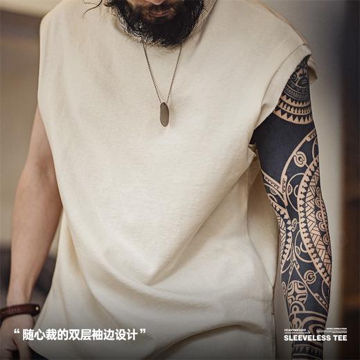 马登工装 美式棉籽壳重磅针织宽肩背心运动纯棉无袖坎肩T恤男夏季 商品图3
