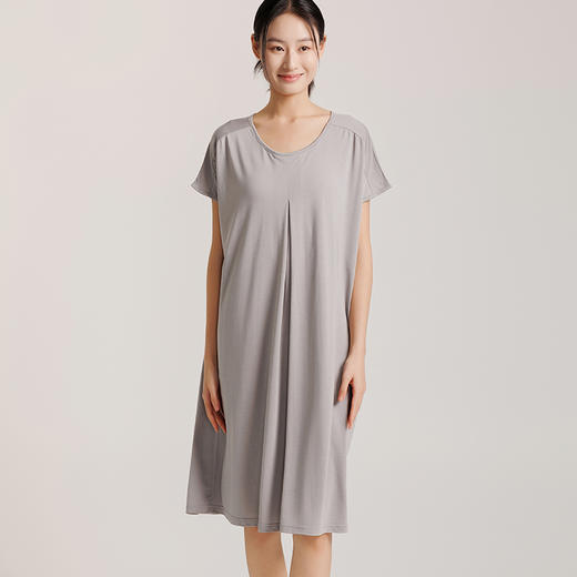 weyo 夏季女士冰丝棉宽松捏褶罩杯裙带胸垫睡裙家居服1565 商品图0
