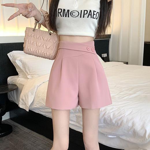 粉色冰丝西装裤女夏季薄款小个子高腰a字热裤外穿宽松休闲阔腿裤 商品图1