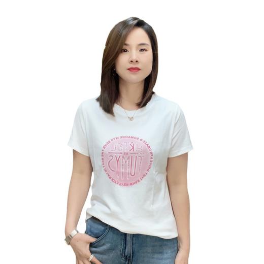 2025夏季新款短袖女t恤简约时尚圆领字母显瘦小衫休闲百搭上衣女 商品图4