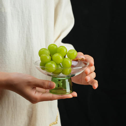 玻璃茶点盘高脚盘糕点盘高足小号精致茶点盘简约高脚点心盘家用干果碟 商品图7