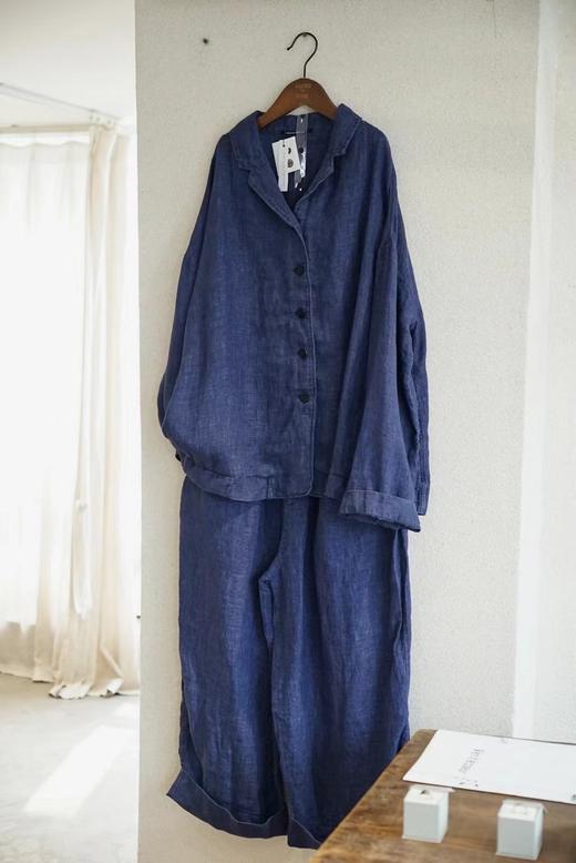 ALBUM DI FAMIGLIA 蓝染亚麻宽松西装外套 商品图13
