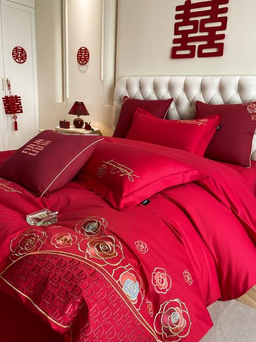 中式刺绣全棉婚庆四件套 纯棉简约刺绣床单款套件 商品图8