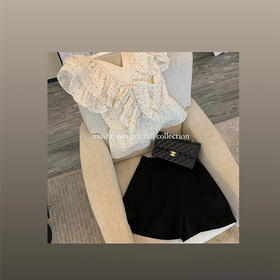 金蘑菇菇【路易十四蔷薇少女】温柔风荷叶领收腰波点出游连衣裙