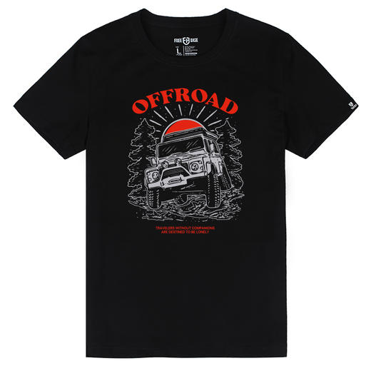 自由基地2024夏季山地越野穿越露营风美式复古图案男士短袖棉T恤 NMT-2119 商品图1