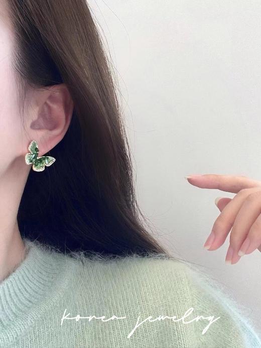 925纯银绿野仙踪蝴蝶耳环少见绿水晶石 商品图9