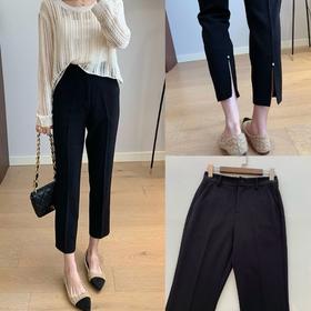 显瘦高腰挺括裤脚珍珠后开衩通勤小直筒裤！2024休闲烟管西裤女款！