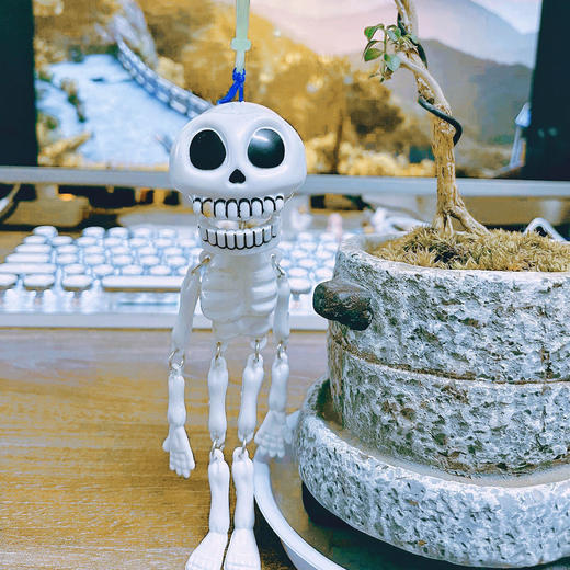 节日玩具小礼物赠品拉线骷髅架万圣节搞笑挂件背包骷髅头钥匙扣 商品图7