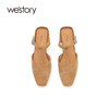 westory夏季新款森系小方头鼻梁穆勒拖矮跟宴会舞鞋女鞋W24AH57701 商品缩略图1