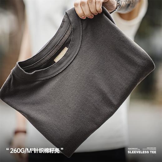 马登工装 美式棉籽壳重磅针织宽肩背心运动纯棉无袖坎肩T恤男夏季 商品图2
