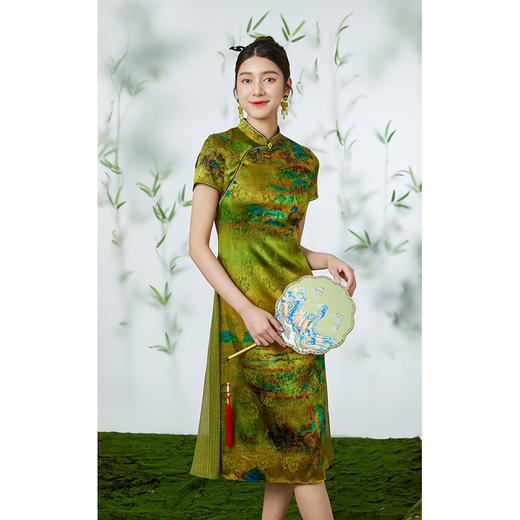 乔万尼桑蚕丝真丝连衣裙19mm重磅新中式旗袍EM2E728 商品图1