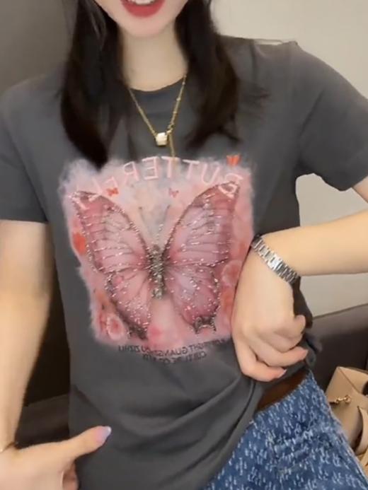 大码重工烫钻短袖t恤2025新款爆款时尚今年流行显瘦遮肉上衣 商品图2