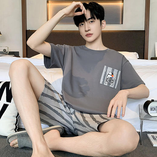 【GZ】无忧购夏季卡通韩版宽松休闲棉质男士居家睡衣套装（截单后7天发货)25年清仓捡漏 商品图3