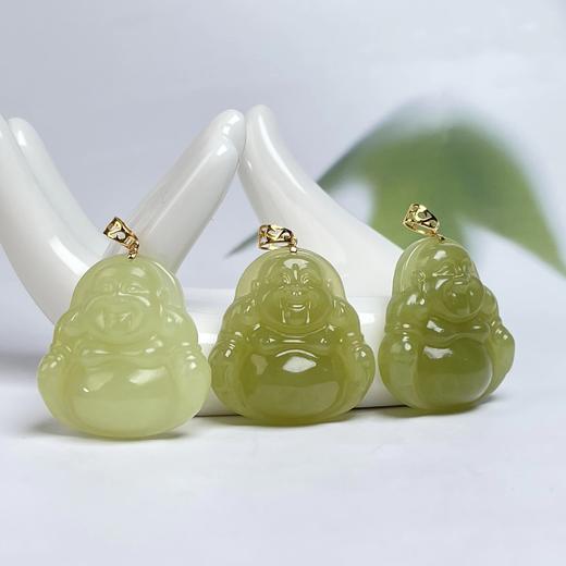 18K金镶和田玉吊坠-黄口佛公-69E5 商品图0