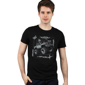 自由基地2024夏季rock山地越野攀爬巨怪肌肉车图案男士短袖T恤衫 NMT-2118