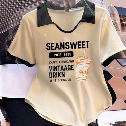 大码polo衫短袖T恤女2023夏胖mm减龄显瘦潮流甜美小众别致上衣i朗 商品图0