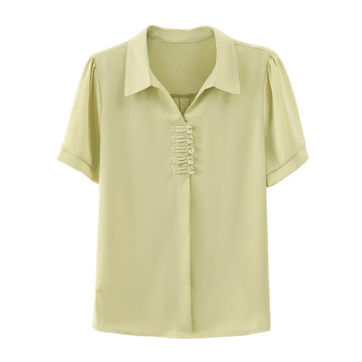 NYL-207缎面衬衫时尚洋气新中式翻领盘扣纯色减龄小衫上衣 商品图4