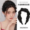 新款可爱黑色水晶蝴蝶结发箍头饰宽边发饰气质织物头箍 商品缩略图0