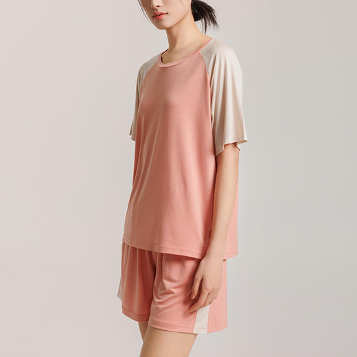 weyo女士夏季冰丝棉撞色插肩短袖短裤套装1576 商品图1