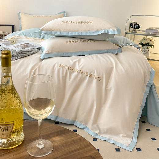 自然醒40支纯色刺绣四件套简约床上四件套全棉纯棉床单被套三件套床笠床品NH 商品图9