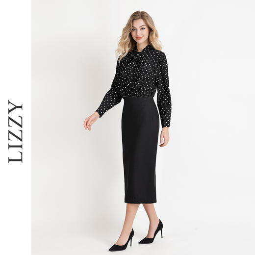 LIZZY早秋复古飘带领重磅真丝气质通勤高级感长袖衬衫7972 商品图3
