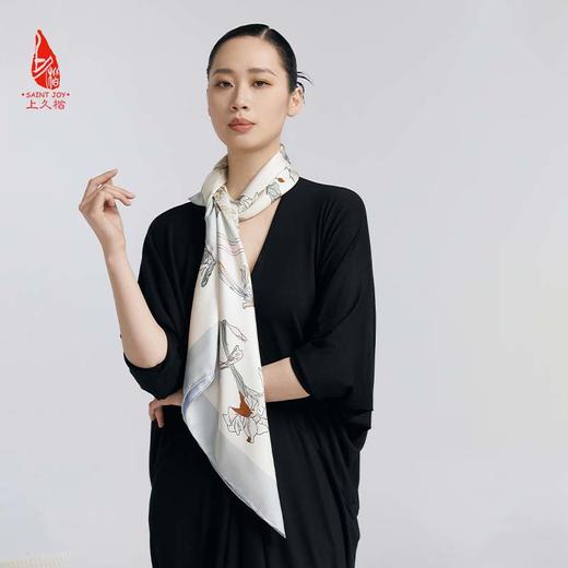 SAINTJOY/上久楷真丝方巾 双面印花真丝方巾 素花馨月  FJS23068 商品图2