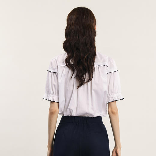 谜底纯棉衬衫短袖女2024夏季新品通勤风少女感宽松衬衣242MC0634 商品图2