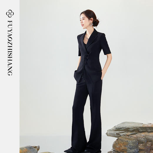 IWY/扶摇系列黑色夏季新中式国风盘扣西装套装FYCP313 商品图3