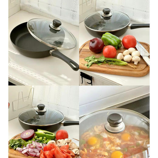 【样品清仓，无原包装，介意者慎拍】SC.24351200SCANPAN钛科技经典单柄煎炒锅附锅盖24cm 商品图4